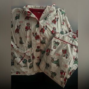 PJ Salvage Happy Howlidays Bulldog Print Flannel PJs XL